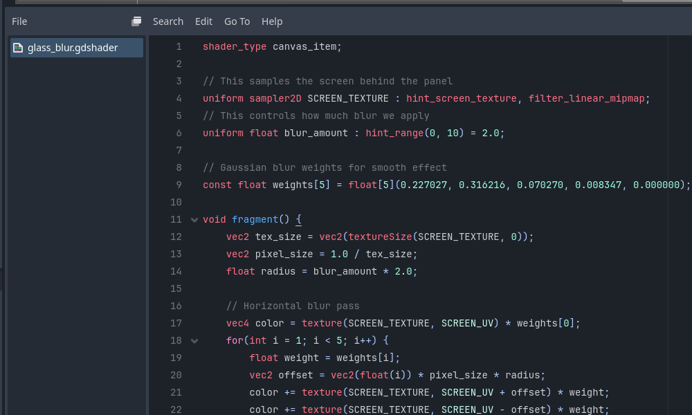Blur shader code snippet